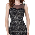 Starzz sin mangas de alta-Split Negro Lace vestido de noche largo ST000168-1